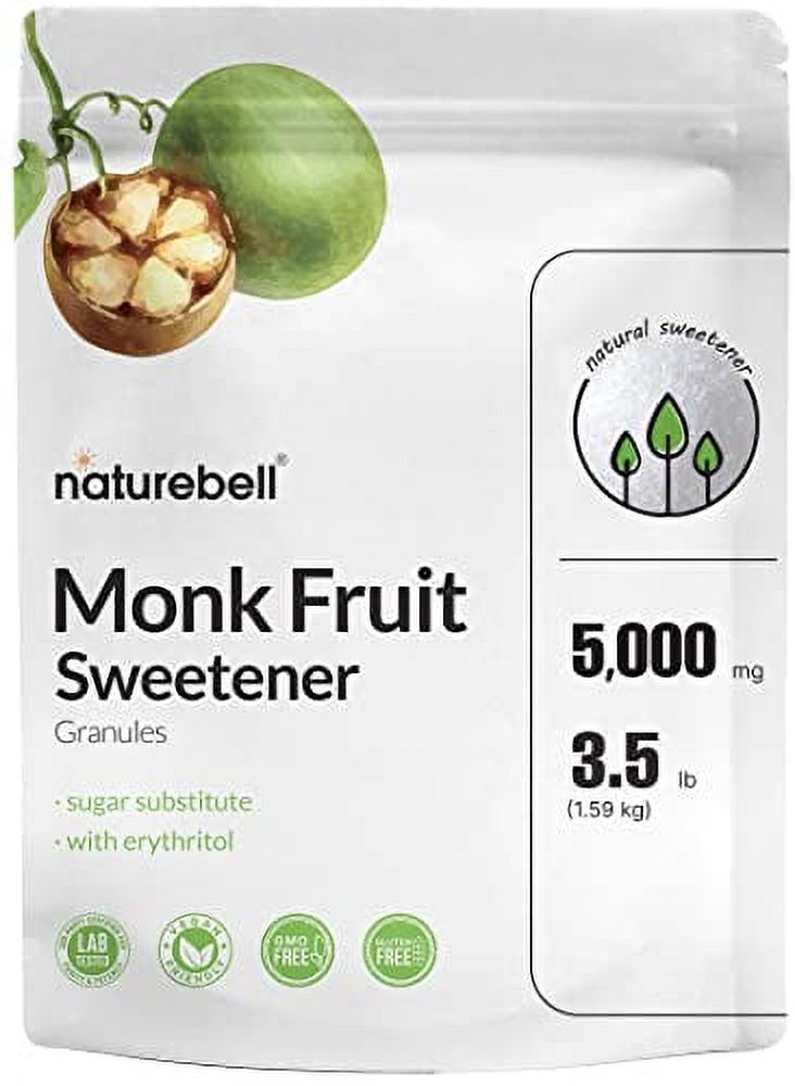Monk Fruit Sweetener with Erythritol Granules, 3.5 Lbs, 11 White Sugar
