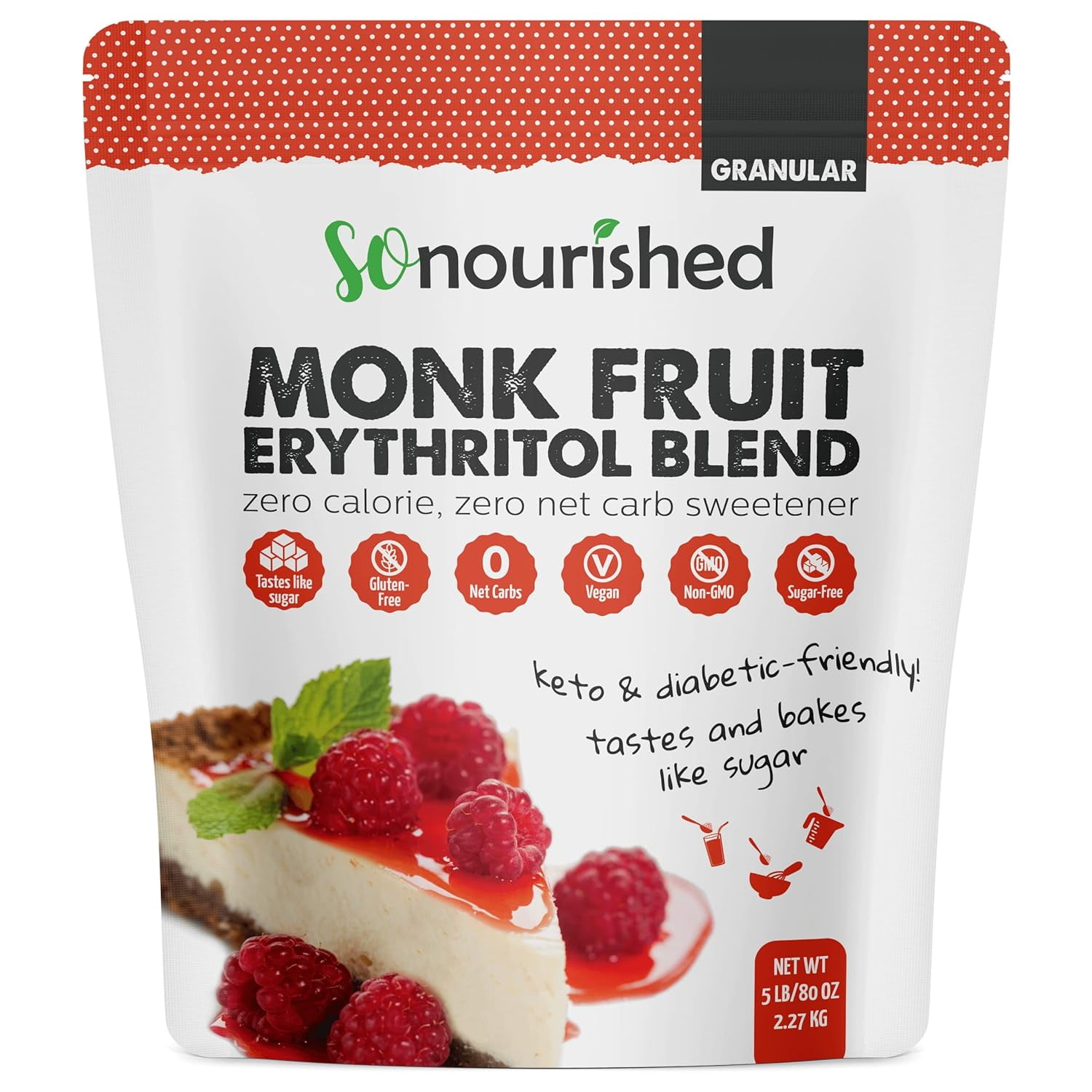 Monk Fruit Sweetener with Erythritol Granular 11 Sugar Substitute