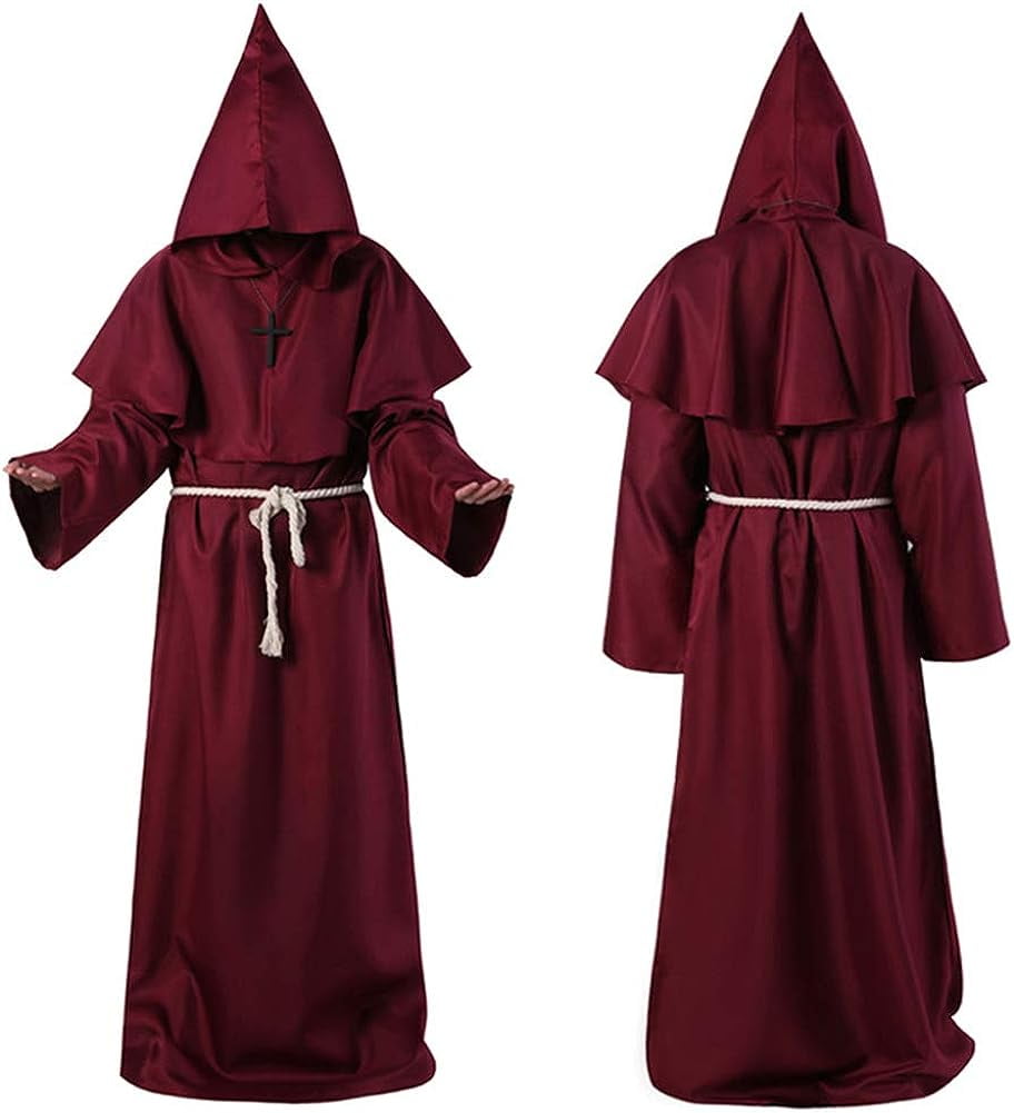 Monk Robe Costume Renaissance Priest Medieval Costume Hooded Friar Cloak Cosplay Costume Cowl 1815