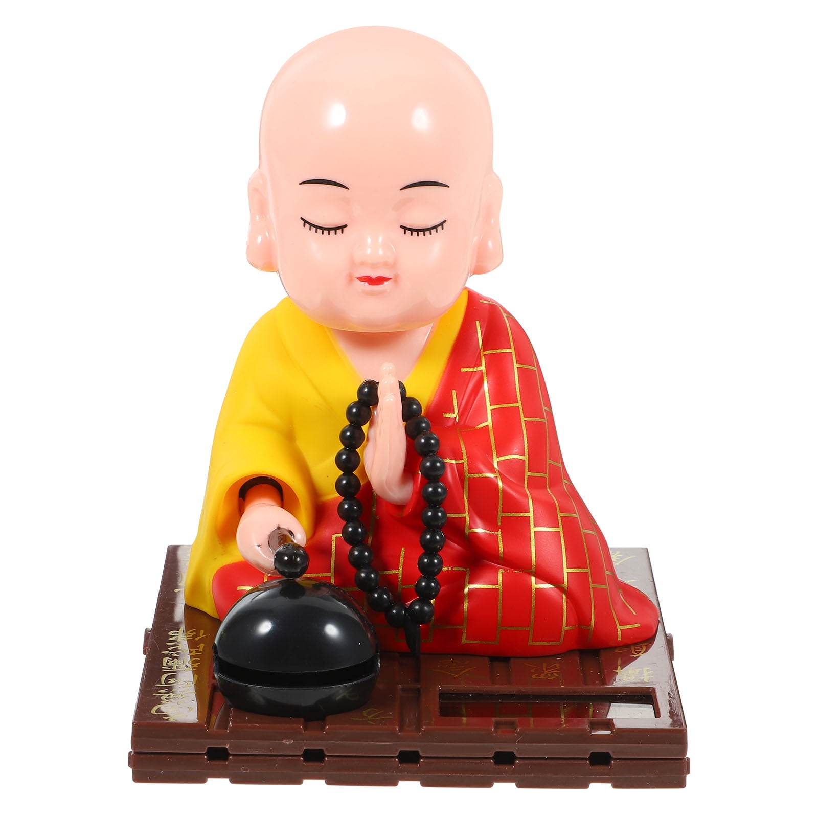 Solar-Powered Multicolor Plastic Monk Figurine with Music