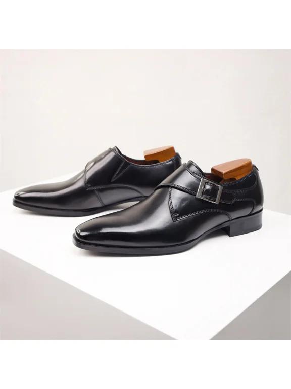 Monk Strap Men’s Dress Loafer Shoes Plain Toe Classic Oxfords Shoes for Formal Business Wedding Plus Size