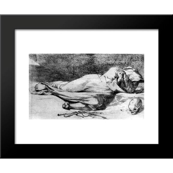 Monk at Prayer 20x24 Framed Art Print by Eugene Delacroix