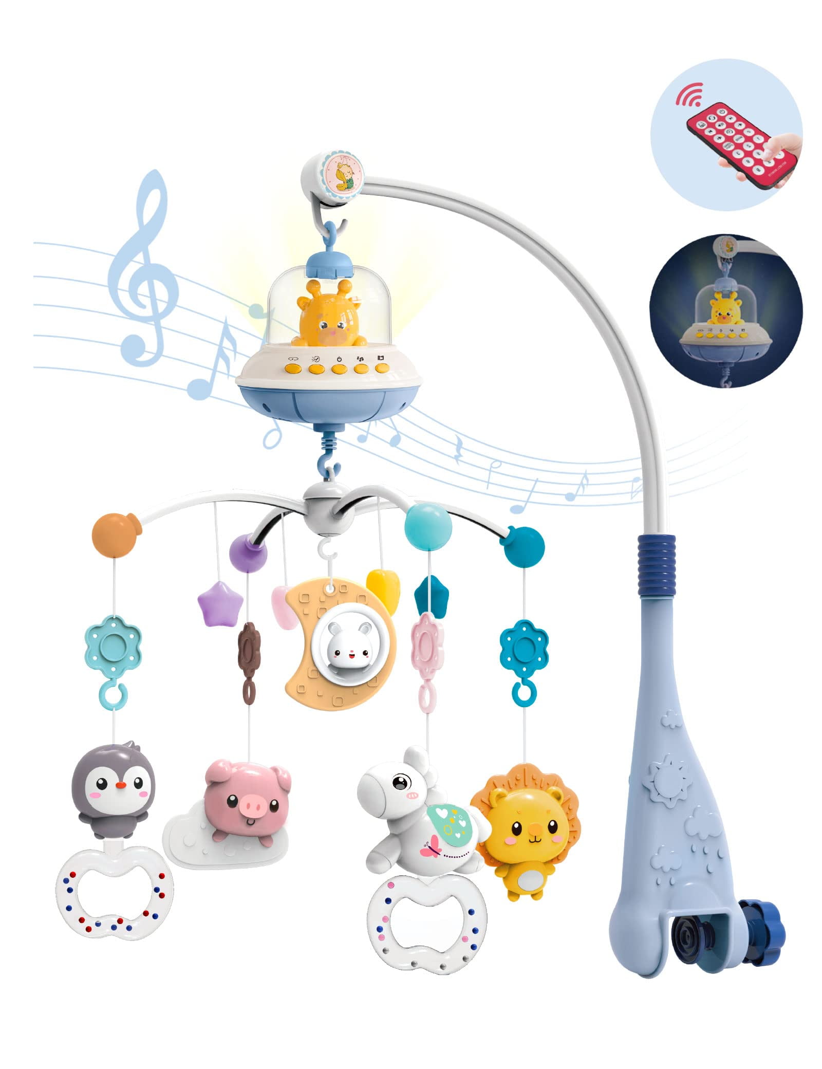 Monkemon Baby Mobile for Crib, with Remote Control, Timing Function ...