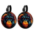 thumbnail image 1 of Monkey 2Pcs PU Leather Round Luggage Tags with Privacy Cover and Name ID Tag for Suitcase, Handbags, Backpacks, School Bags, 1 of 6