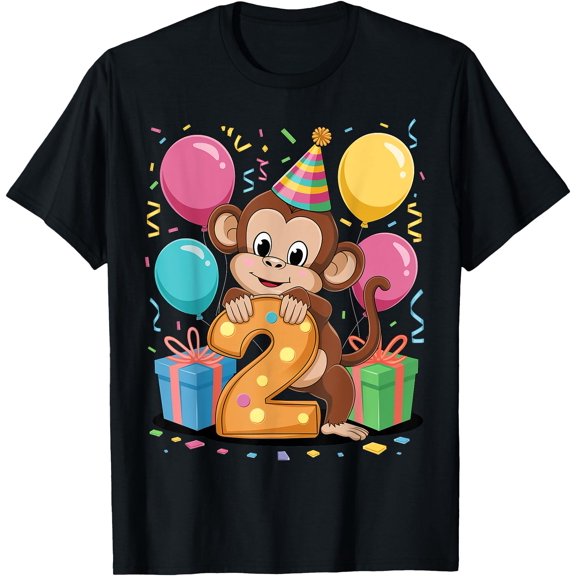 Monkey 2nd birthday boy girl 2 years old second two Monkey T-Shirt
