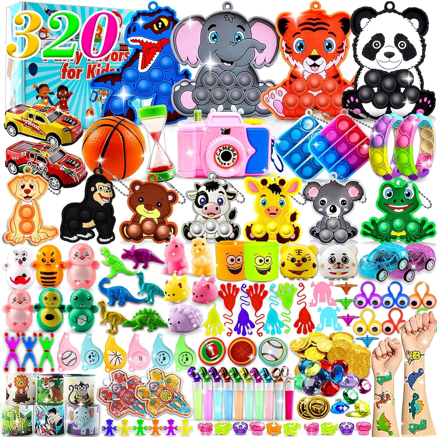 Monkey 320PCS Party Favors for Kids Fidget Toys,Treasure Box Toys for Classroom,Birthday Party Favors Goodie Bags Stuffers for Kids,Pinata Stuffers,Carnival Prizes,Fidgets for Classroom Prizes