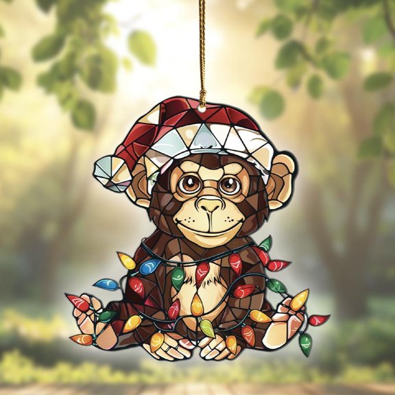 Monkey Acrylic Suncatcher Window Hanging, Monkey Ornaments, Monkey Decor, Monkey Gifts For Women Men, Monkey Christmas Ornaments