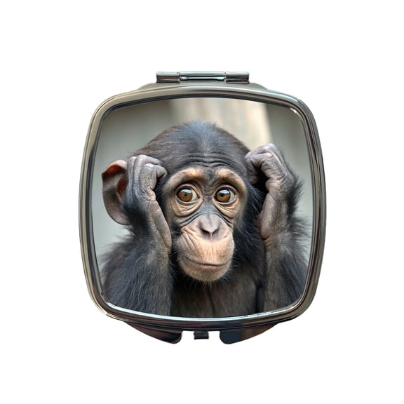 Monkey Adorable Travel Makeup Handbag Purse Small Pocket Compact Mirror