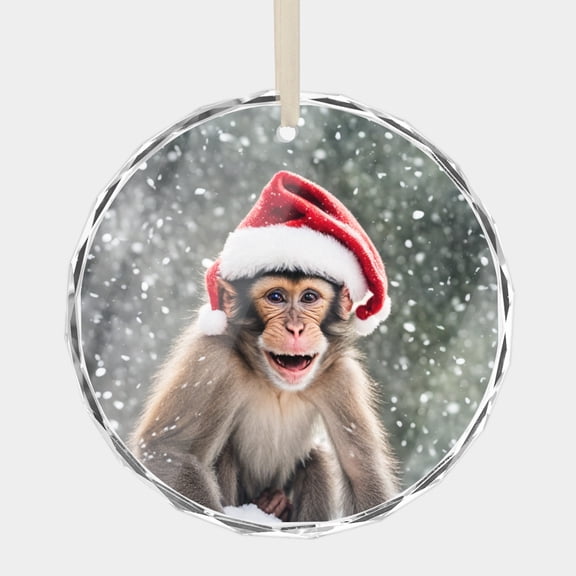 Monkey Animal - Ornaments of Monkeys - Ornaments with Animals 3" Crystal Glass Holiday Tree Dcor