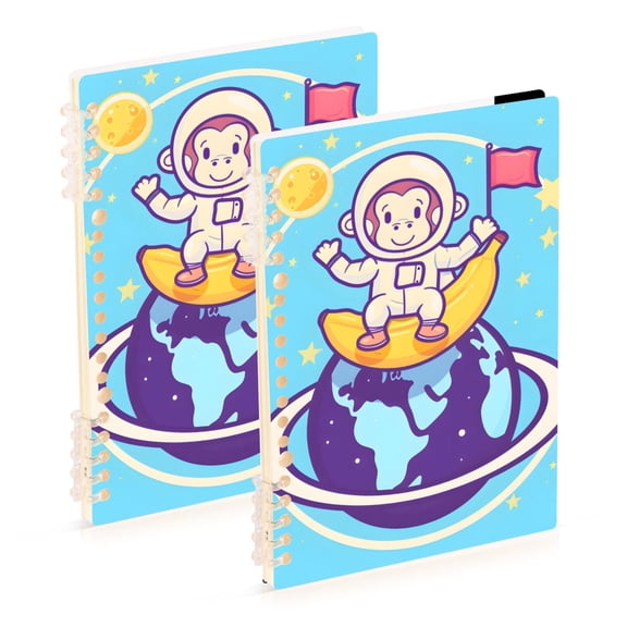 Monkey Astronaut Banana Earth Flag Notebook Detachable Coil Notebook Diary Plan Book A5 Size 60 Pages 1 Pack