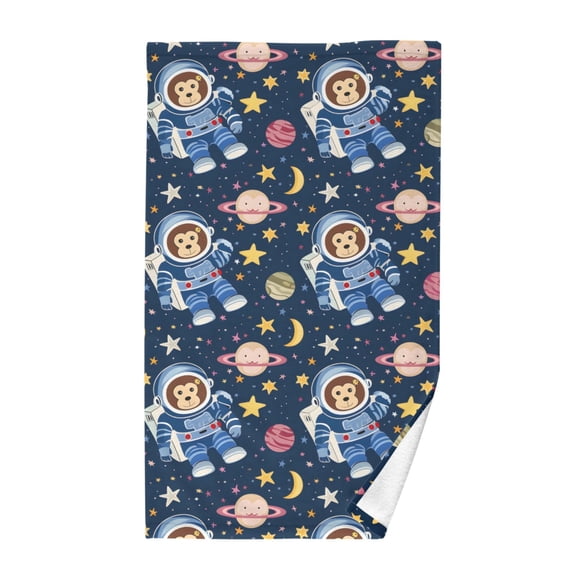 Monkey Astronaut Pattern Bath Towel 100% Cotton Soft Thick High Absorbency Hand Face Towel Single Pack 16x28in