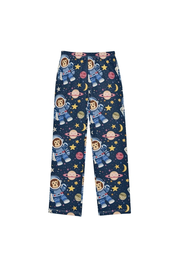 Monkey Astronaut Pattern Pajama Pants Soft Lightweight Lounge Pants Bottoms Sleep Pants Warm Comfy