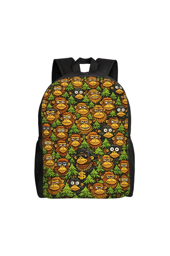 Monkey Backpack Full Front Print Travel Laptop Bag for Men and Women