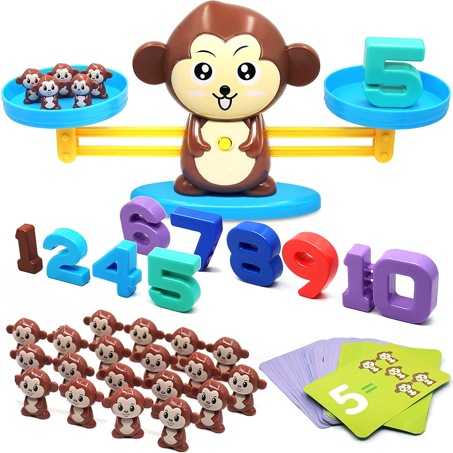 Nueplay 62PCS Balance Math Game, Kids Cartoon Dinosaur Toys STEM  Educational Kindergarten Preschool Learning Counting Game for Boys & Girls,  Ideal