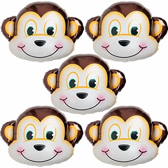 Monkey Balloons Monkey Shaped Foil Mylar Balloon for Baby Shower Woodland Animals Theme Birthday Party Supplies Decorations 5PCS