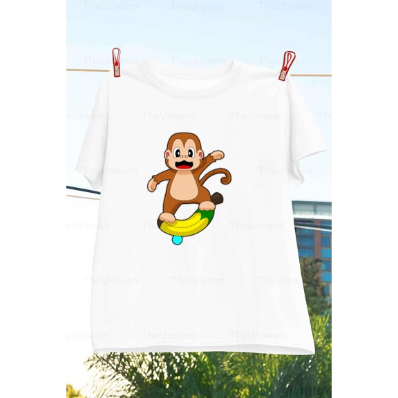 Monkey Banana Balance Funny Animal Fruit Yoga Pose Fun Unisex T-Shirt up to 5XL