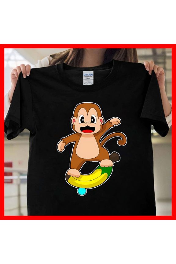 Monkey Banana Balance Funny Animal Fruit Yoga Pose Fun V13017, Unisex T-Shirt for Men & Women, Premium Cotton Tee, Available in S-5XL