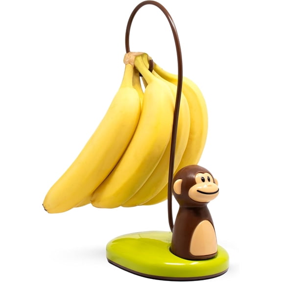 Monkey Banana Tree Holder, Countertop Fruit Hanger with Secure Hook, Bananas Ripen Evenly and Last Longer, Cute Kitchen Gadget