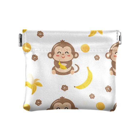 Monkey Banana Wallet Small PU Leather Change Pouch Wallet for Women