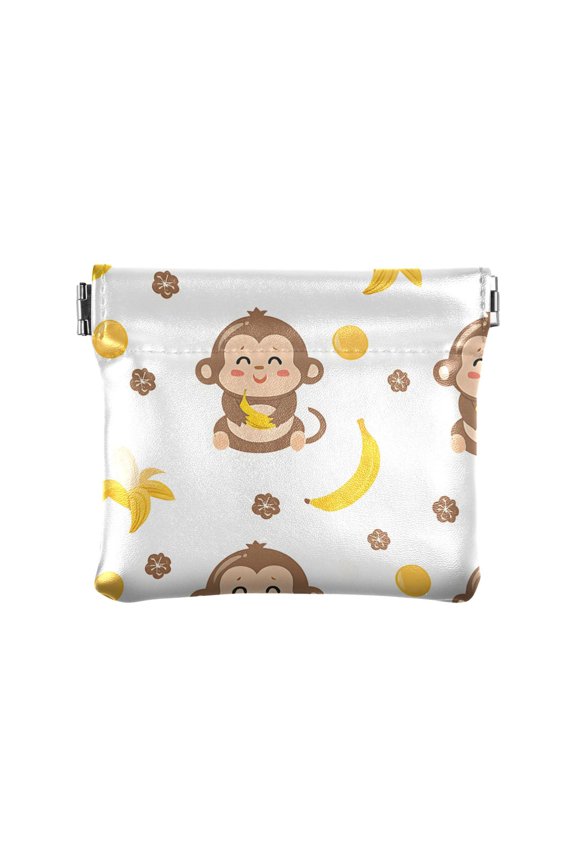 Monkey Banana Wallet Small PU Leather Change Pouch Wallet for Women
