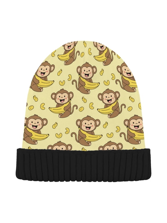 Monkey Bananas Beanie Hat Unisex Warm Winter Hat Cap For Women Men Winter Running