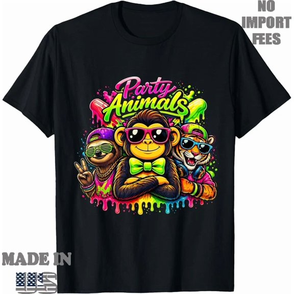 Monkey Baseball Wild Animals Sunglasses Cool Tiger Sloth T-Shirt