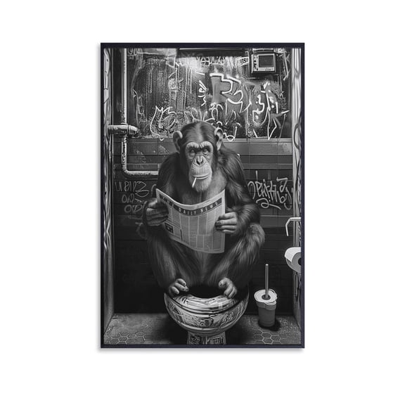 Monkey Bathroom POSTER Poster Cool Artworks Painting Wall Art Canvas Prints Hanging Picture Home Decor Posters Gift 20x30inch(50x75cm)