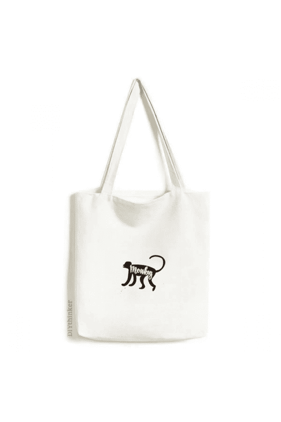 Monkey Black And White Animal Tote Canvas Bag Shopping Satchel Casual Handbag