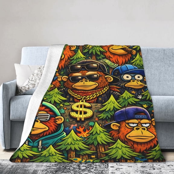 Monkey Blanket Gift Cozy Soft Blanket for Monkey Lovers Fun Home Decor Perfect for Trendy Street Style Gifts 50x40