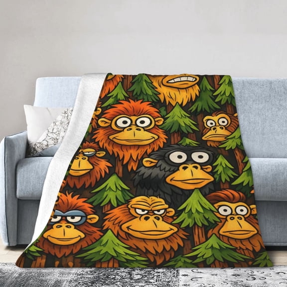 Monkey Blanket Gift Cozy Soft Blanket for Monkey Lovers Playful Home Decor Perfect for Fun Animal Gifts 60x50