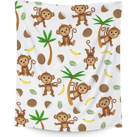 Monkey Blanket for Monkey Lovers - 40x50 Inches Crib Size - Soft Cozy Fuzzy Blanket Gift - Brown Funny Throw Blanket for Couch, Chair, Office