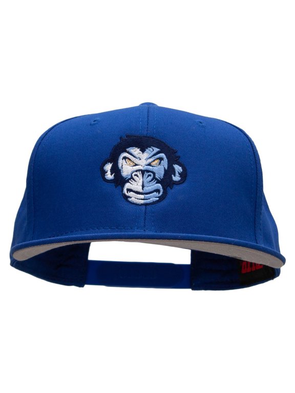 Monkey Blue Embroidered Superior Cotton Twill Flat Bill Snapback Prostyle Cap - Royal OSFM