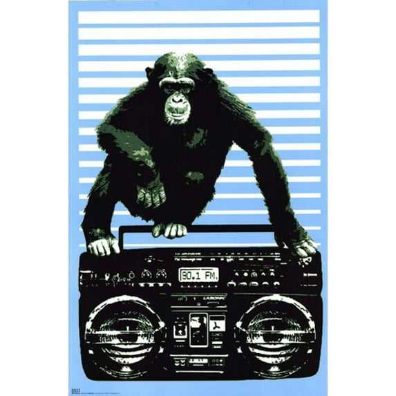 Monkey Boom Box Poster by Steez (24 x 36)