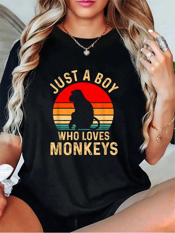 Monkey Boys Apparel Just a Boy Who Loves Monkeys T-Shirt