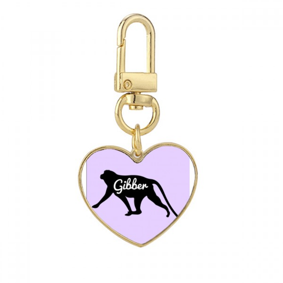 Monkey Braying Yawp Gold Heart Keychain Metal Keyring Holder