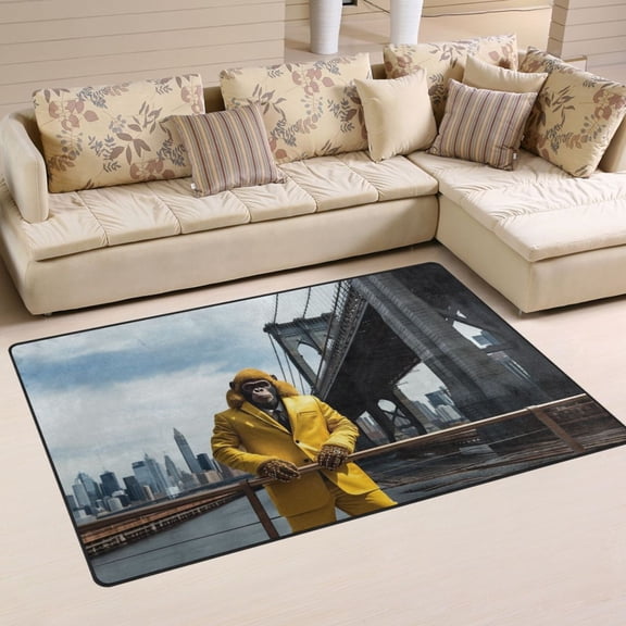 Monkey Bridge Houses Area Rug Washable Floor Carpet Mat 60 x 39 inch for Bedroom Living Room Kids Room Home Decor