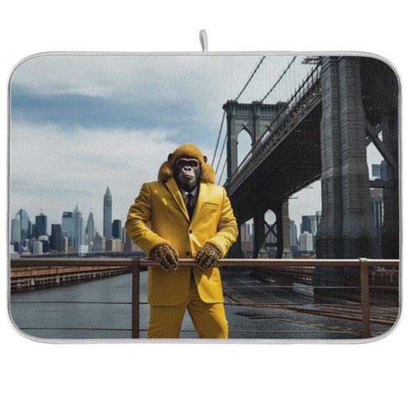 Monkey Bridge Houses Dish Drying Mat Dish Drainer Rack Mats Water Absorbent Non-Slip Easy Clean Heat Resistant for Kitchen Counter