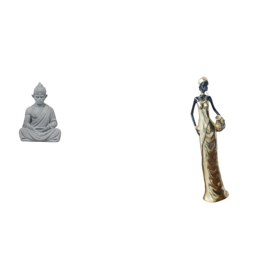Monkey Buddha Figurine African Tribal Lady Statue Sandstone Resin Material for Desk Living Room Decor