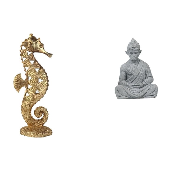 Monkey Buddha Figurine Resin Statue Gold Finish Realistic Design for Living Room Bedroom Meditation