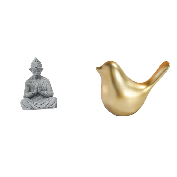 Monkey Buddha Statue Animal Bird Figurine Resin Sandstone Material for Living Room Patio Hotel Art Lovers