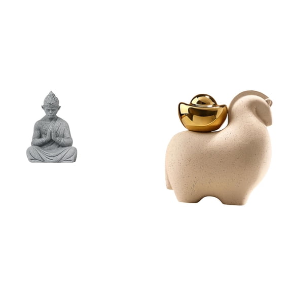 Monkey Buddha Statue Miniature Figurine Animal Ornament Sandstone Material for Living Room Meditation Space