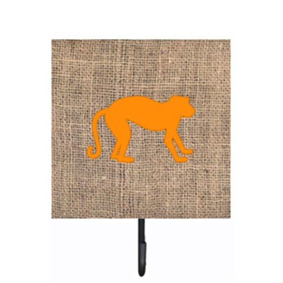 Monkey Burlap And Orange Leash Or Key Holder