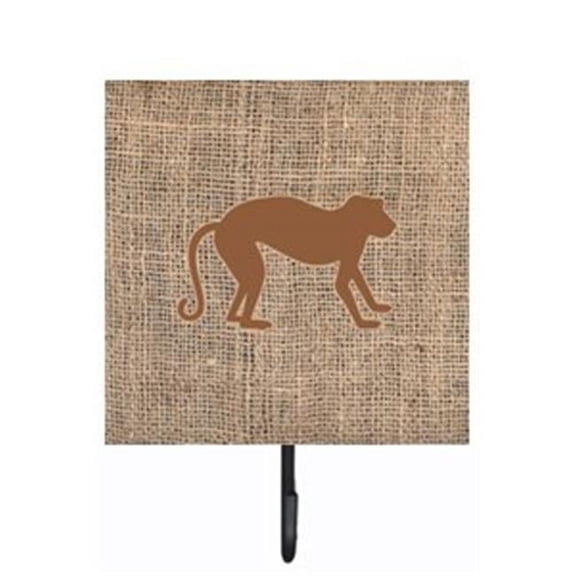 Monkey Burlap and Brown Leash Or Key Holder