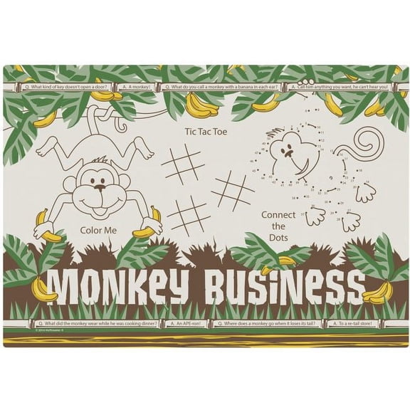Monkey Business Kids' Activity Paper Placemats 50 Per Pack