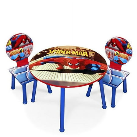 Monkey Business Spider-Man Round Table and Chair Set, 3 Piece Activity Set, Red / Blue