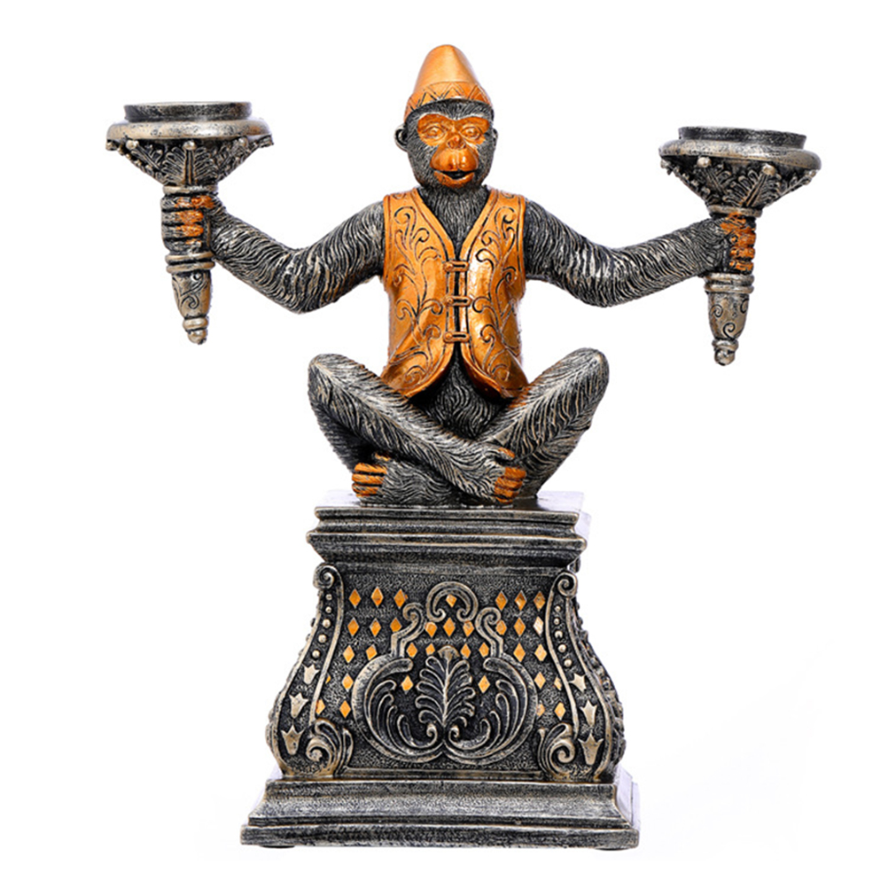 Monkey Candle Holder Desktop Candlestick Religious Resin Monkey