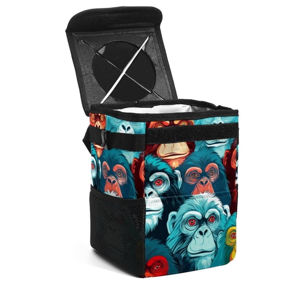 Monkey Car Trash Can: Foldable, with Lid, Leak-proof, Hanging Storage Bag - Trash Can for Car