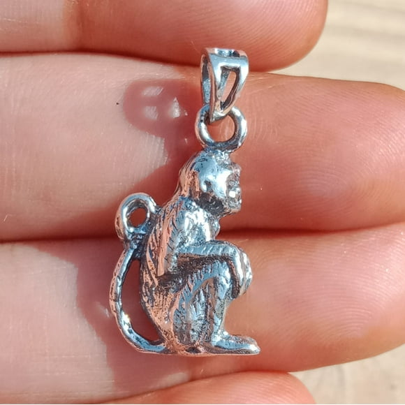 Monkey Charm Pendant Pure 925 Sterling Silver Handmade Animal Lover Jewelry Gift