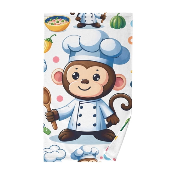 Monkey Chef Cooker Hand Towel Bath Towels Face Towels Cotton Absorbent for Home Hotel Spa Swimming Yoga Sports
