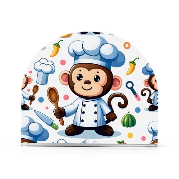 Monkey Chef Cooker Napkin Holder for Table Clear Napkin Stand Paper Holder Acrylic Organizer Dispenser Napkins for Dinner Kitchen Restaurant Room